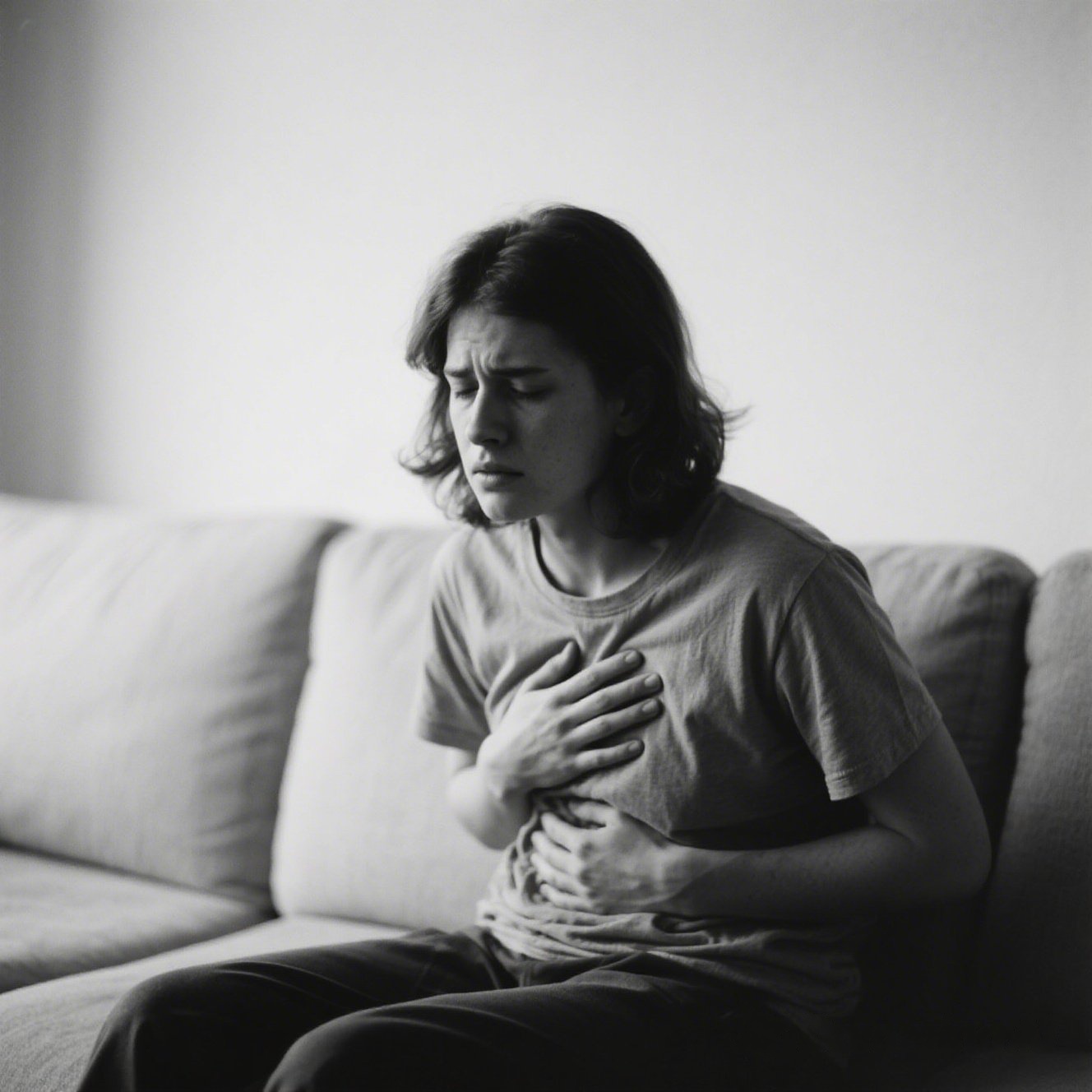 Person experiencing discomfort from GERD